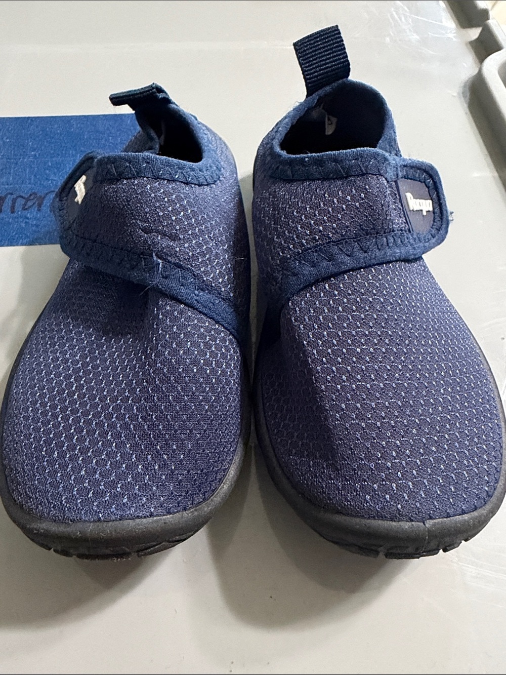 Navy Kids Slip-On Athletic Shoes with Hook & Loop Strap